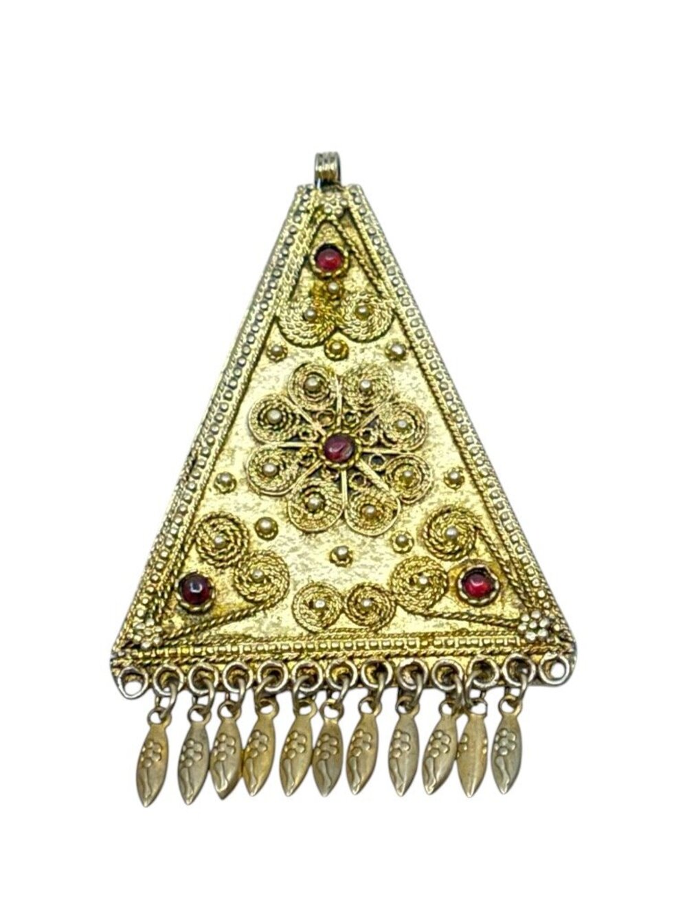 Vintage Israel Gold over sterling silver garnet Brooch - pendant - GM1259